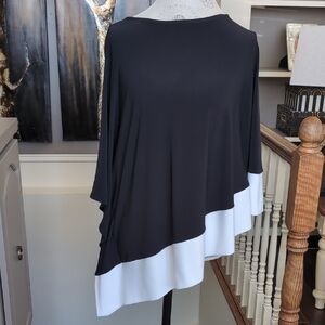 Joseph Ribkoff Asymmetrical Elegant Black and White Women's Cape Top Tag Removed